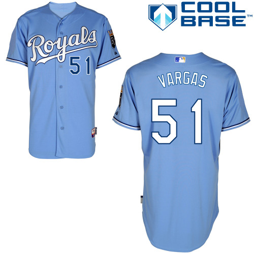 Jason Vargas #51 MLB Jersey-Kansas City Royals Men's Authentic Alternate 1 Blue Cool Base Baseball Jersey